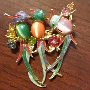 Brooch Gold-tone with 💎 Gemstones Unique